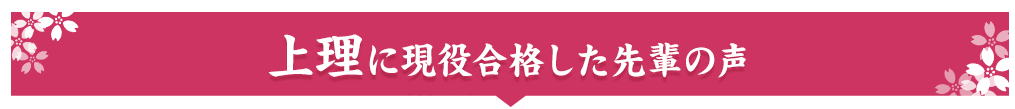 上理に現役合格した先輩の声