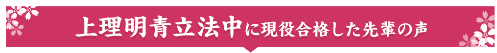 上智大・東京理科大・明治大・青山学院大・立教大・法政大・中央大に現役合格した先輩の声