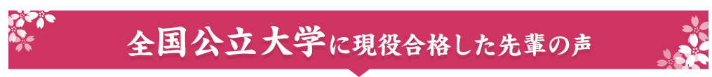 全国公立に現役合格した先輩の声